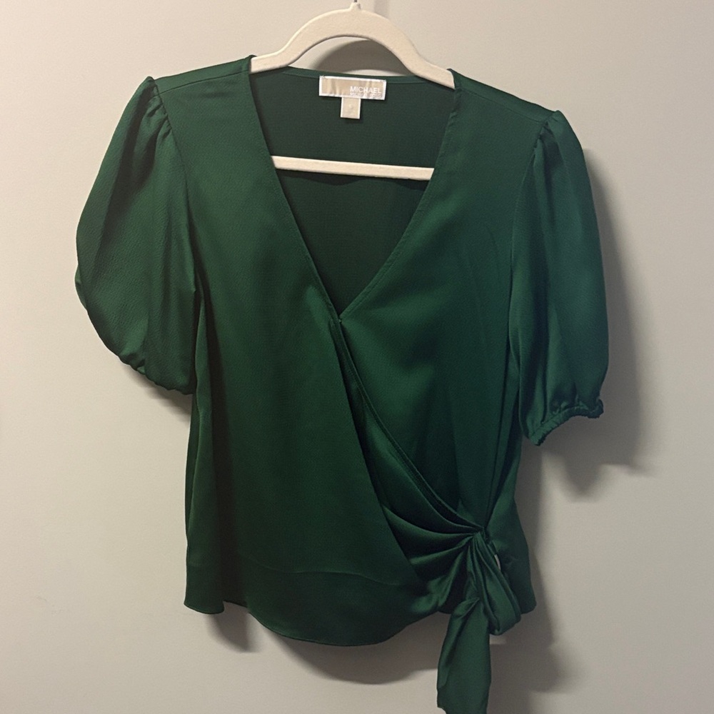 Elegant Green Wrap Michael Kors Top